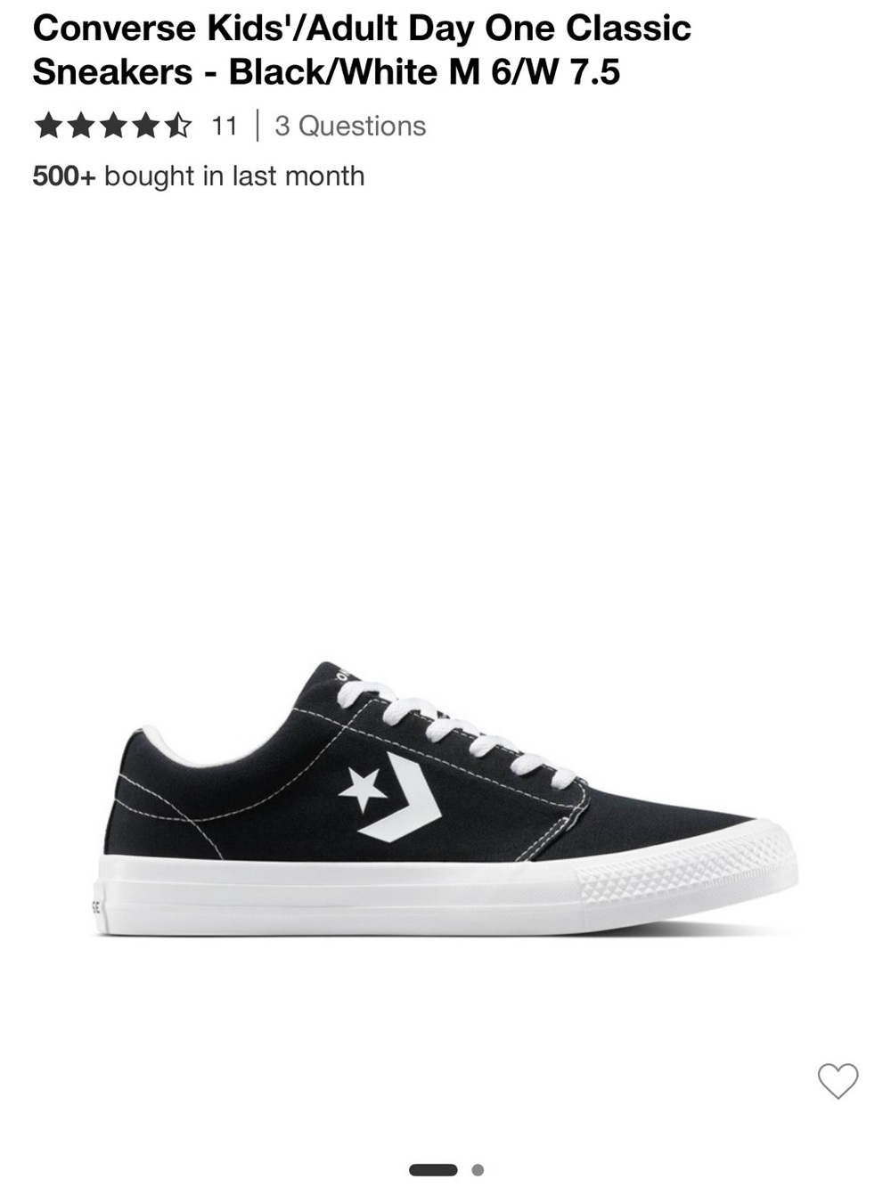 Converse Black/White Day One Low-Top Sneakers